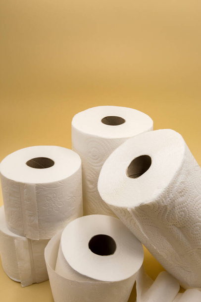 Column of toilet paper for bathroom cleaning the body in graphic photo format - Photo, Image