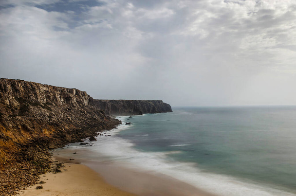 Wild and undiscovered beaches and cliffs in the Algarve's West Coast, near Lagos, Portugal. - Photo, Image