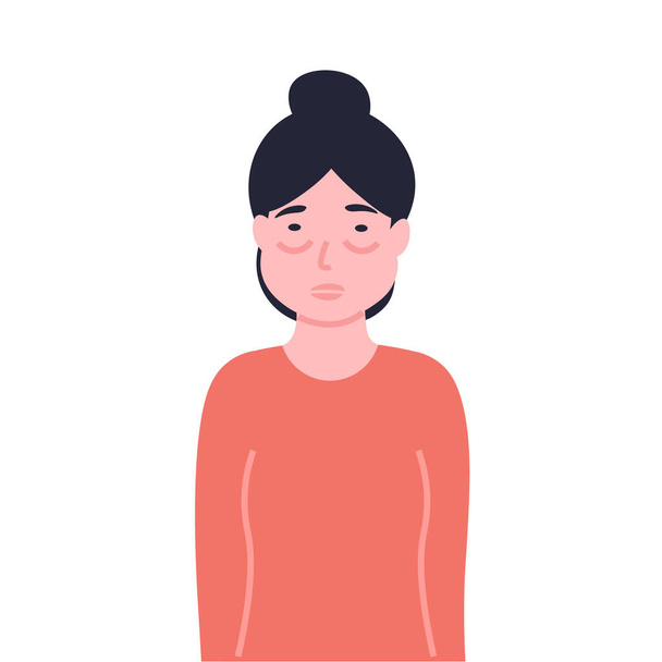 Woman has swollen face. Flat vector cartoon modern illustration. - Vektori, kuva