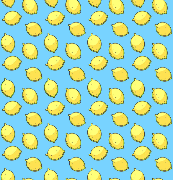 Lemons on blue background. Vector bright print. - Vector, Image