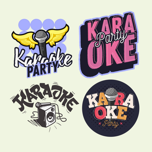 Karaoke Letras de Mano Vector Ilustraciones Set Diseños
. - Vector, Imagen