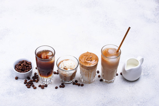 Different trendy cold coffee drink - Foto, Imagem