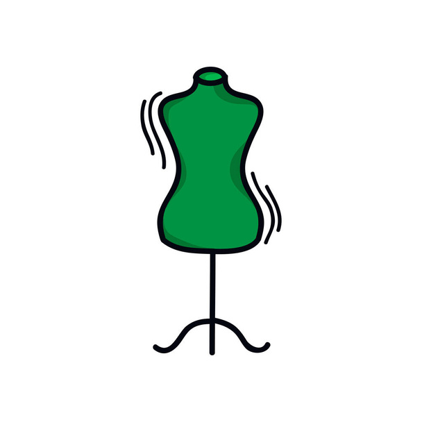 sewing mannequin doodle icon, vector color illustration - Vector, Image