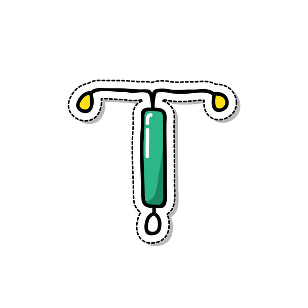 intrauterine device doodle icon, vector color illustration - Vector, Image