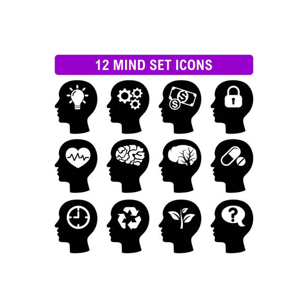 tête cerveau ensemble simple icône plate vecteur
 - Vecteur, image