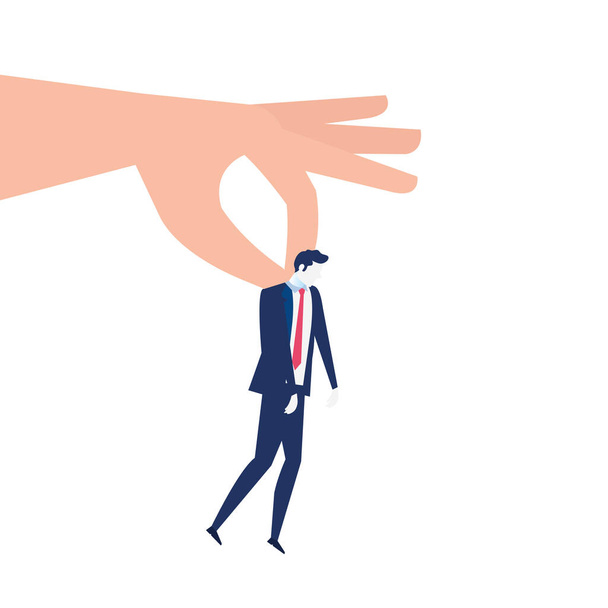 hand throws businessman, you are fired on white background - Vector, Image