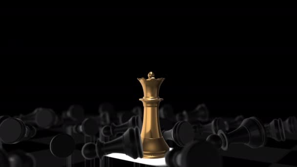 Tahta oyunlarında altın satranç kralı. Concept Business başa çıkma, strateji, planlama, lider ve başarı. 3B Hazırlama  - Video, Çekim