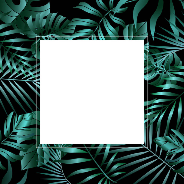 Summer vector illustration. Design for postcard, wallpaper, digital, web sites and social media. Jungle foliage backdrop. - ベクター画像