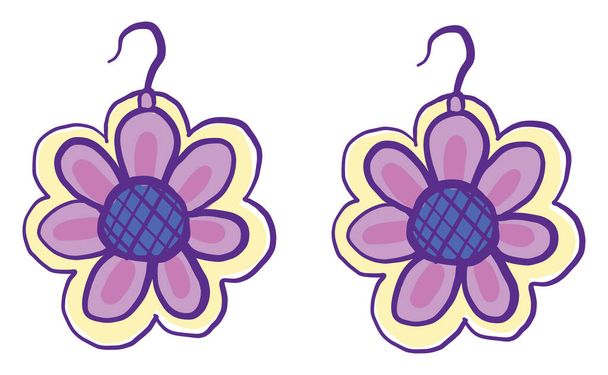 Floral earrings , illustration, vector on white background - Vector, Image