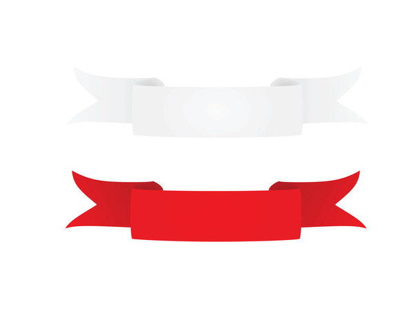 White and red ribbon. vector illustration - Vector, Image
