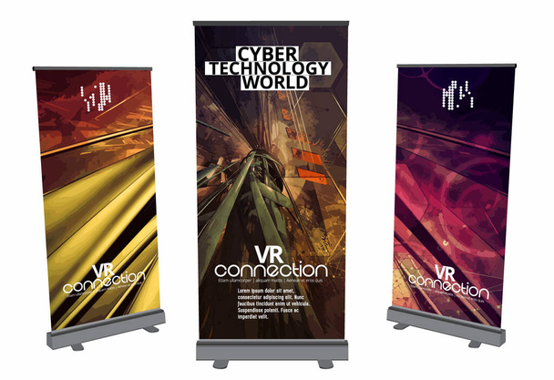 Roll-up banner design, abstract technology concept - Vector, Image