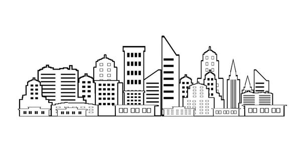 Лінійний вектор дизайну дизайну City Building на білому фоновому векторі - Вектор, зображення