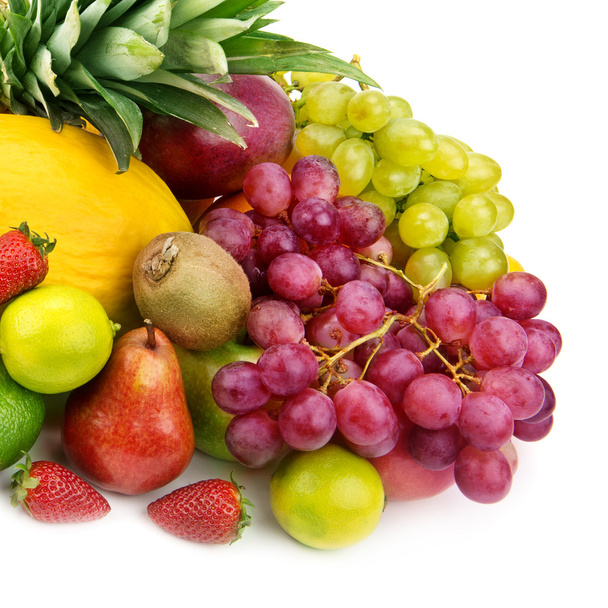 Set vruchten geïsoleerd op witte achtergrond - Foto, afbeelding