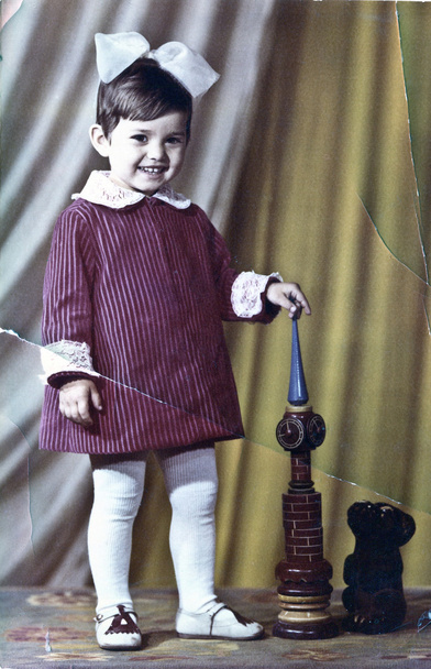 Retro photo little girl - Photo, Image