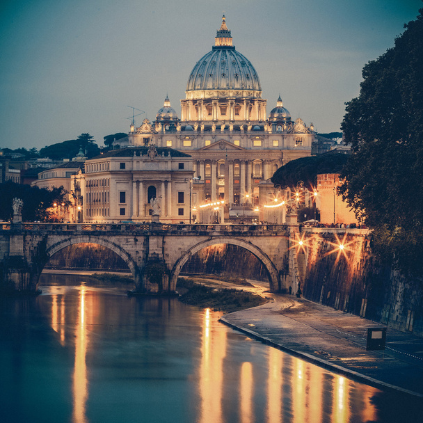 Vintage - saint peter Bazilikası, Vatikan görünümü - Fotoğraf, Görsel