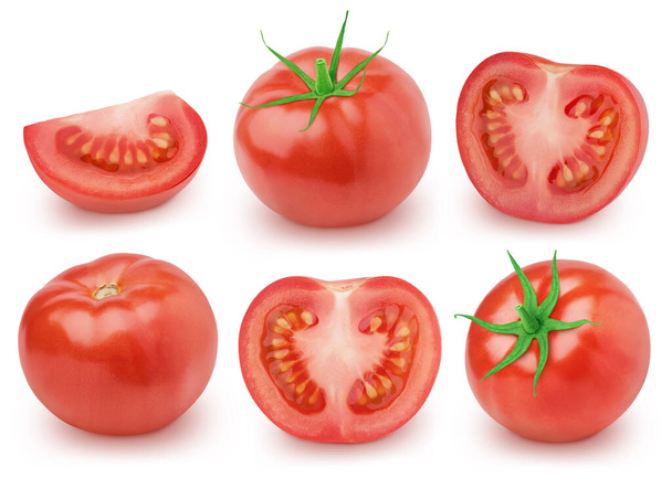 Set of fresh red tomatoes isolated on a white background. - Fotó, kép