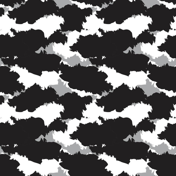 Black and White Camouflage abstract seamless pattern background suitable for fashion textiles, graphics - Vector, Image