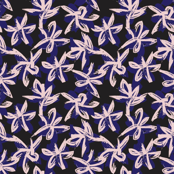 Růžové a Navy Květinové tahy štětcem bezešvé vzor pozadí pro módní potisky, grafiku, pozadí a řemesla - Vektor, obrázek