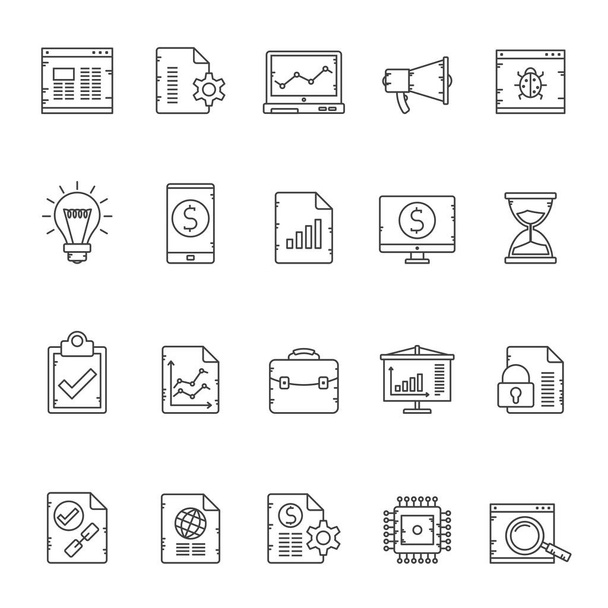 Line Search Engine Optimization icons - vector icon set - Διάνυσμα, εικόνα