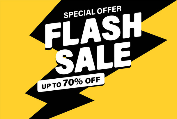 Flash Sale banner, special offer and sale. Shop now or this weekend only. Up to 50 or 60 or 70 off. Discount, mega sale. Vector illustration. - Вектор,изображение