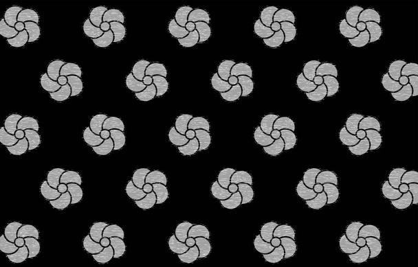 Japoński wzór z białym wzorem więdnięcia na czarnym tle: Skręcona śliwka - Wektor, obraz