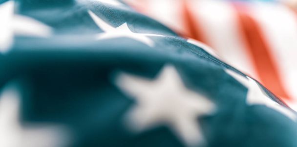 Patriotic holiday. The USA are celebrating 4th of July. American flag close up. - Foto, Bild