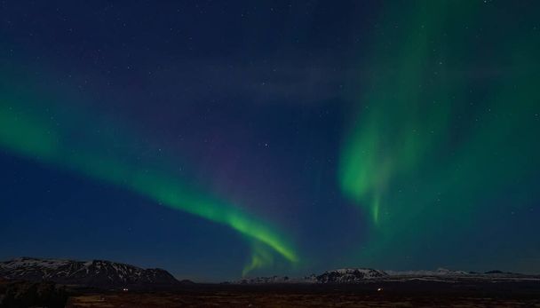 The Northern Light (Aurora) over the Thingvellir National Park, Iceland - Photo, Image