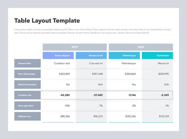 Moderno modello di layout di tabella avanzata aziendale con spazio per i tuoi contenuti. Design piatto, facile da usare per il tuo sito web o presentazione
. - Vettoriali, immagini