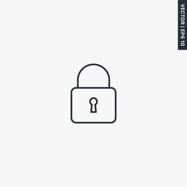 Lock, lineares Stilschild für mobiles Konzept und Webdesign. Symbol, Logoabbildung. Pixel perfekte Vektorgrafik - Vektor, Bild
