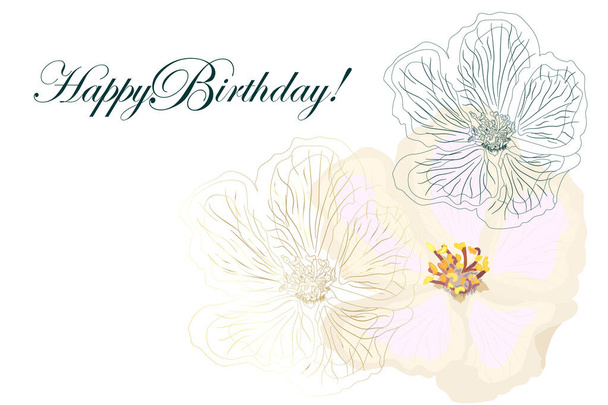 happy birthday card with flowers - Vector, Image