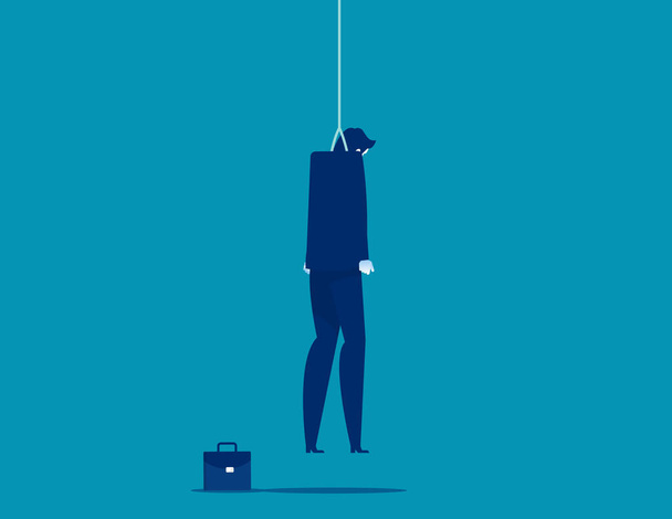 Strangled businessman hanged at rope. Depression concept.  - Vector, Image