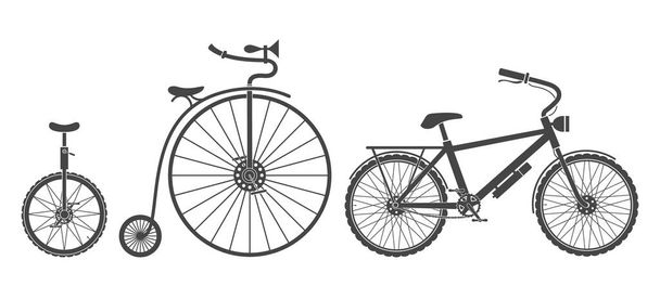 Типы велосипедов силуэты
 - Вектор,изображение