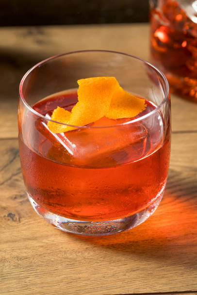Refreshing Boozy Gin Negroni Cocktail with Orange Garnish - Photo, Image