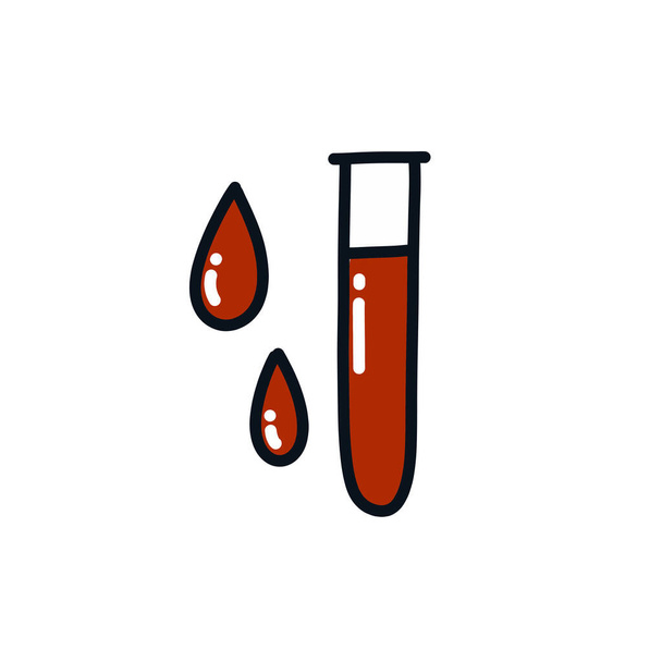 tubo de análisis de sangre garabato icono, vector de color ilustración
 - Vector, Imagen