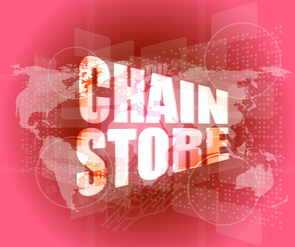 business concept: chain store words on digital screen - Foto, Bild