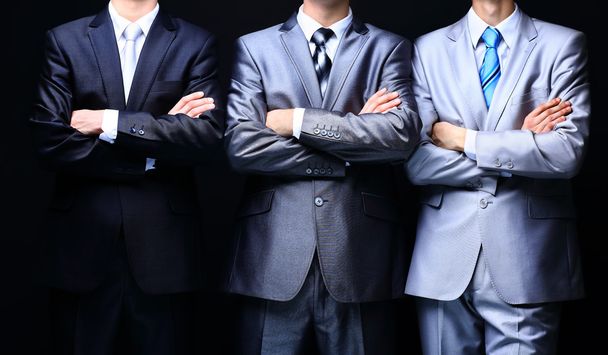 Group portrait of a professional business team on dark background - Φωτογραφία, εικόνα