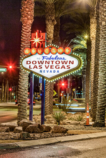 Willkommen in der fabelhaften Innenstadt von Las Vegas bei Nacht - Foto, Bild