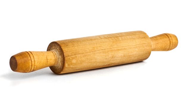 rolo de madeira pino no fundo branco - Foto, Imagem