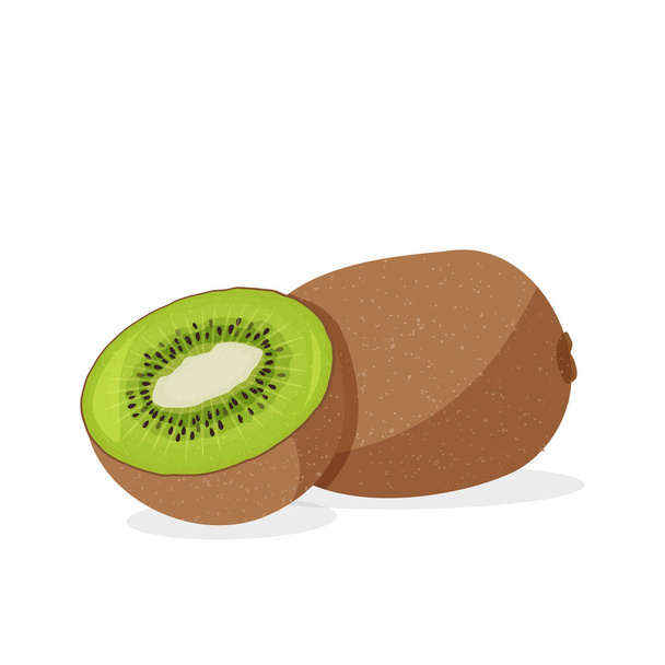 Vereinzelt auf weißem Hintergrund. Illustration zu frischen Kiwi-Früchten. - Vektor, Bild