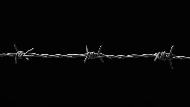 Imprisoned concept. Barbed wire strands as background (Black and White) - Photo, Image