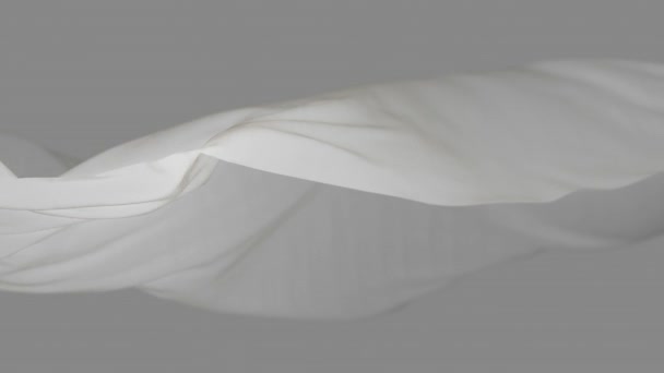 4k White wavy silk fabric in wind,seamless waving flag cloth loop background. - Footage, Video