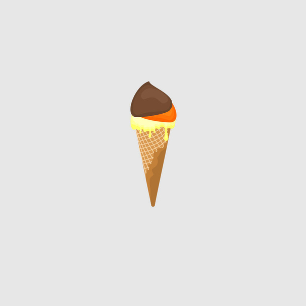 Suklaa kartio jäätelöä sulanut kerma vektori Kuvitus. hyvä malli Suklaa suunnittelu tai jäätelö suunnittelu
. - Vektori, kuva