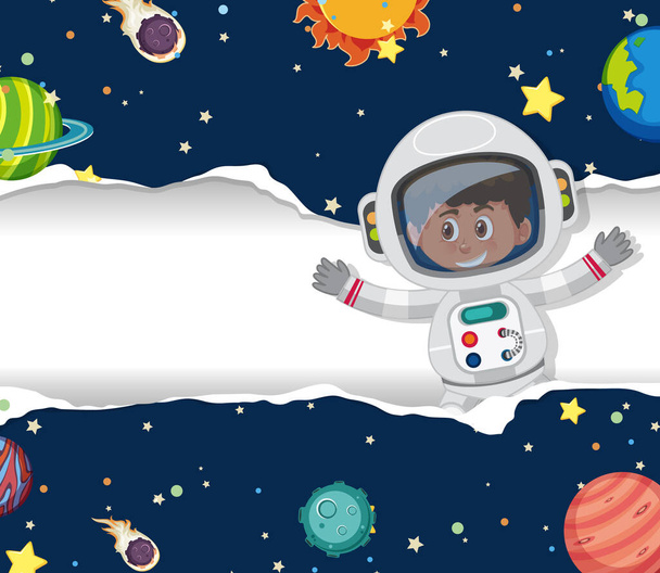 Фон космической тематики с летающим космонавтом на космической иллюстрации
 - Вектор,изображение
