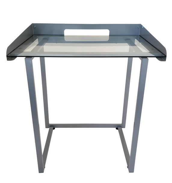 Small metal glass top desk with clipping path - Zdjęcie, obraz