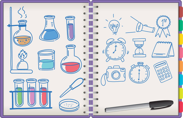 Cuaderno abierto con ilustración de símbolo de aprendizaje
 - Vector, Imagen