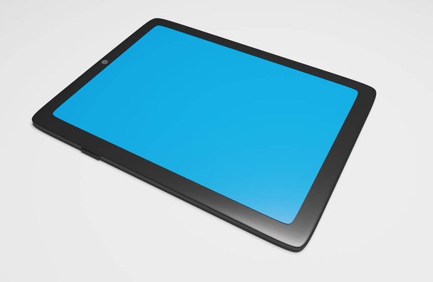 Close up tablet device technology on a white scene 3d render wallpaper background - Photo, Image