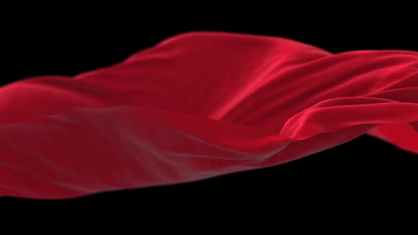 4k Rode golvende zijde stof fladderende wind, naadloze golvende vlag doek achtergrond. - Video
