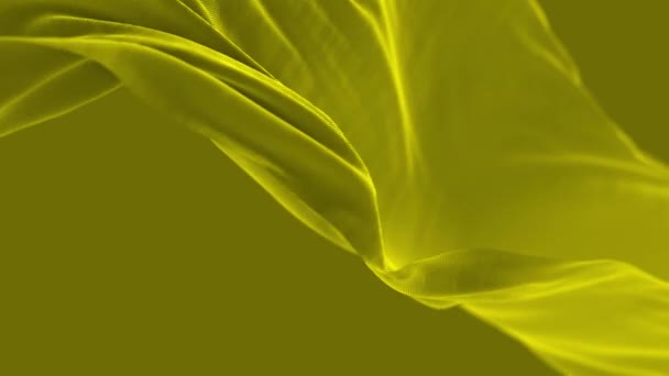 4k風の黄色波状の絹織物、シームレスな波状の旗布ループの背景. - 映像、動画