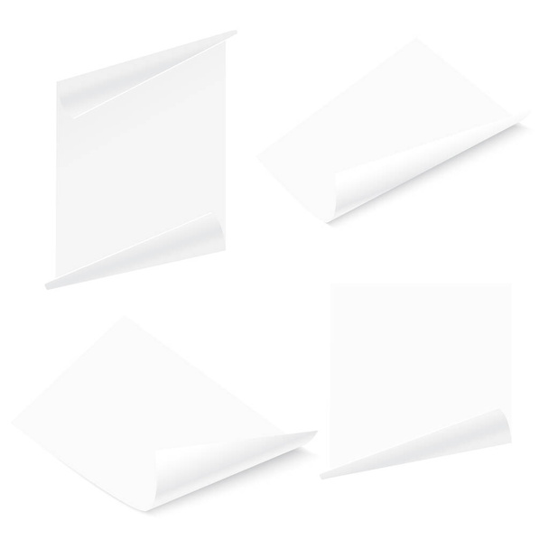 Conjunto de folhas de papel de canto curvo 3d Flyer. Mock up. Vetor - Vetor, Imagem