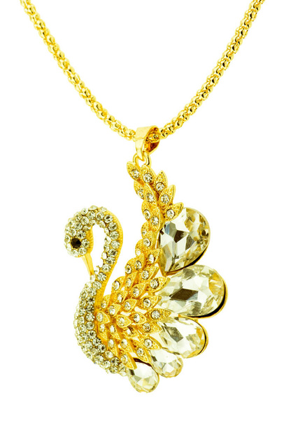jolie pendentif en diamant et or. Collier à bijoux isolé sur fond blanc - Photo, image